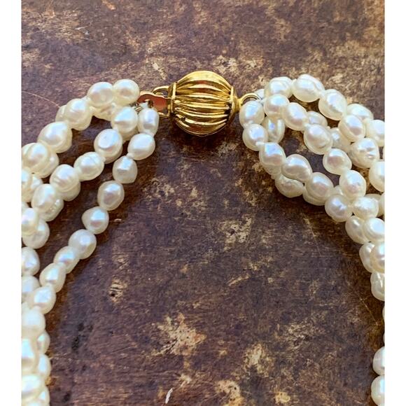 Six Strand Rice Freshwater Pearl Bracelet with Gold Clasp - Picture 5 of 5